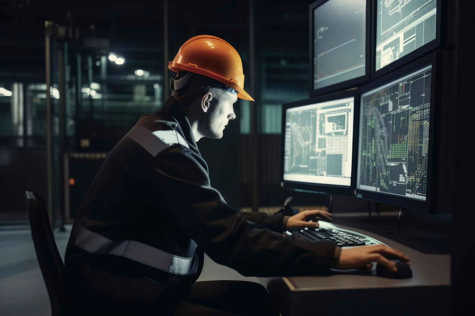 homem sentado no computador mexendo no computador e analisando dados de segurança