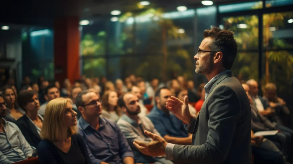 Imagem ilustrando várias pessoas no evento de ações de marketing