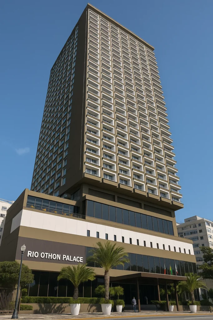Fachada do edifício Rio Othon Palace em Copacabana, Rio de Janeiro, onde está localizada a unidade da One Translations.